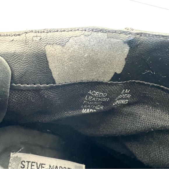 STEVE MADEN Acedd Black Leather Gunmetal Studded Distress Moto Ankle Boots Sz 8 - Picture 12 of 12